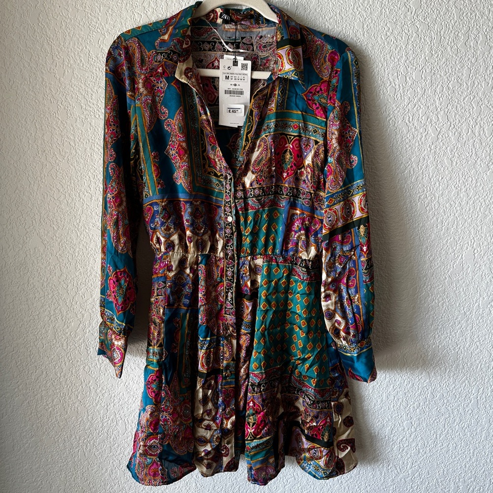 Zara Multicolor Paisley Patchwork Mini Dress NWT - Size M - Read description